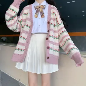 Purple Flower Cardigan