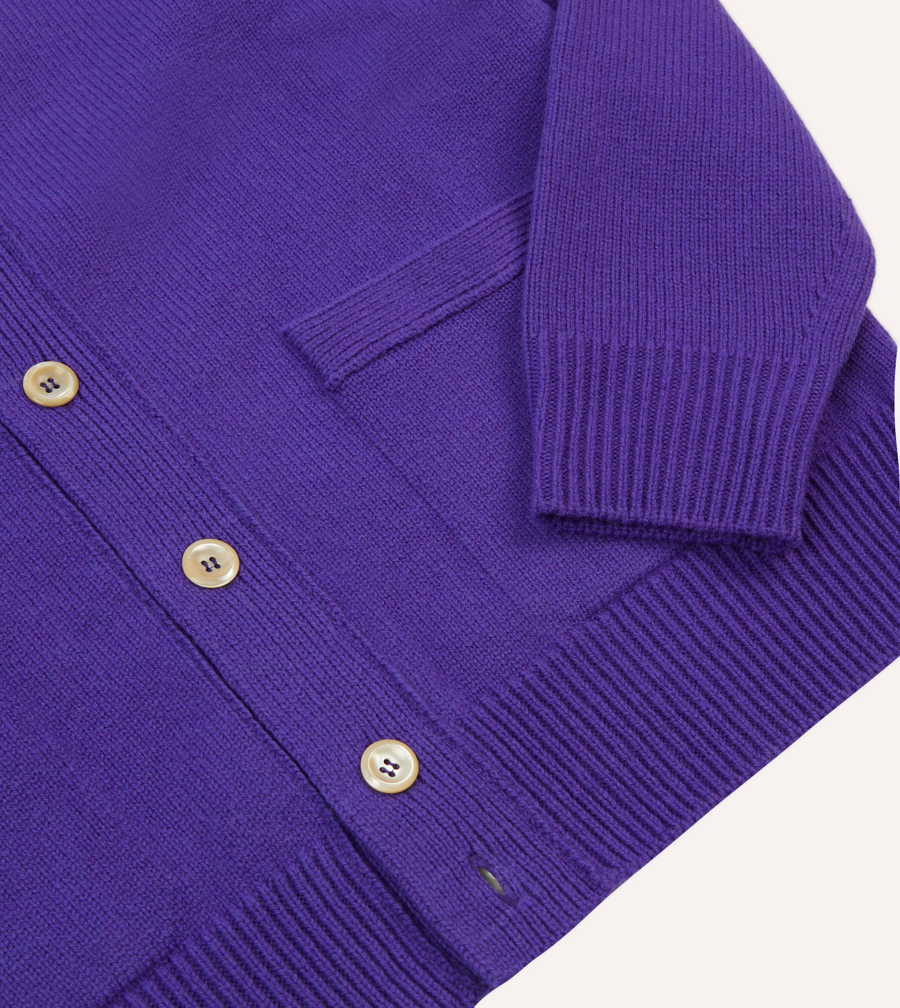 Purple Lambswool 6 Button Cardigan