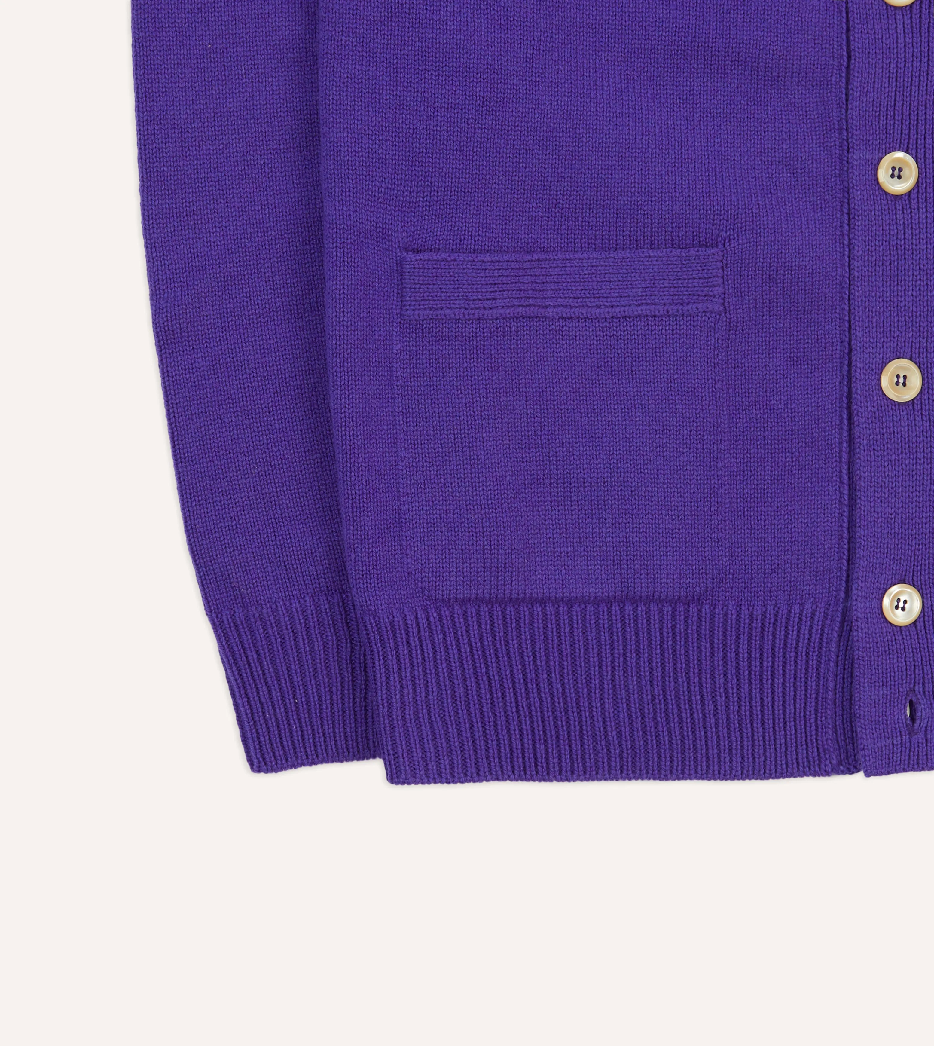 Purple Lambswool 6 Button Cardigan