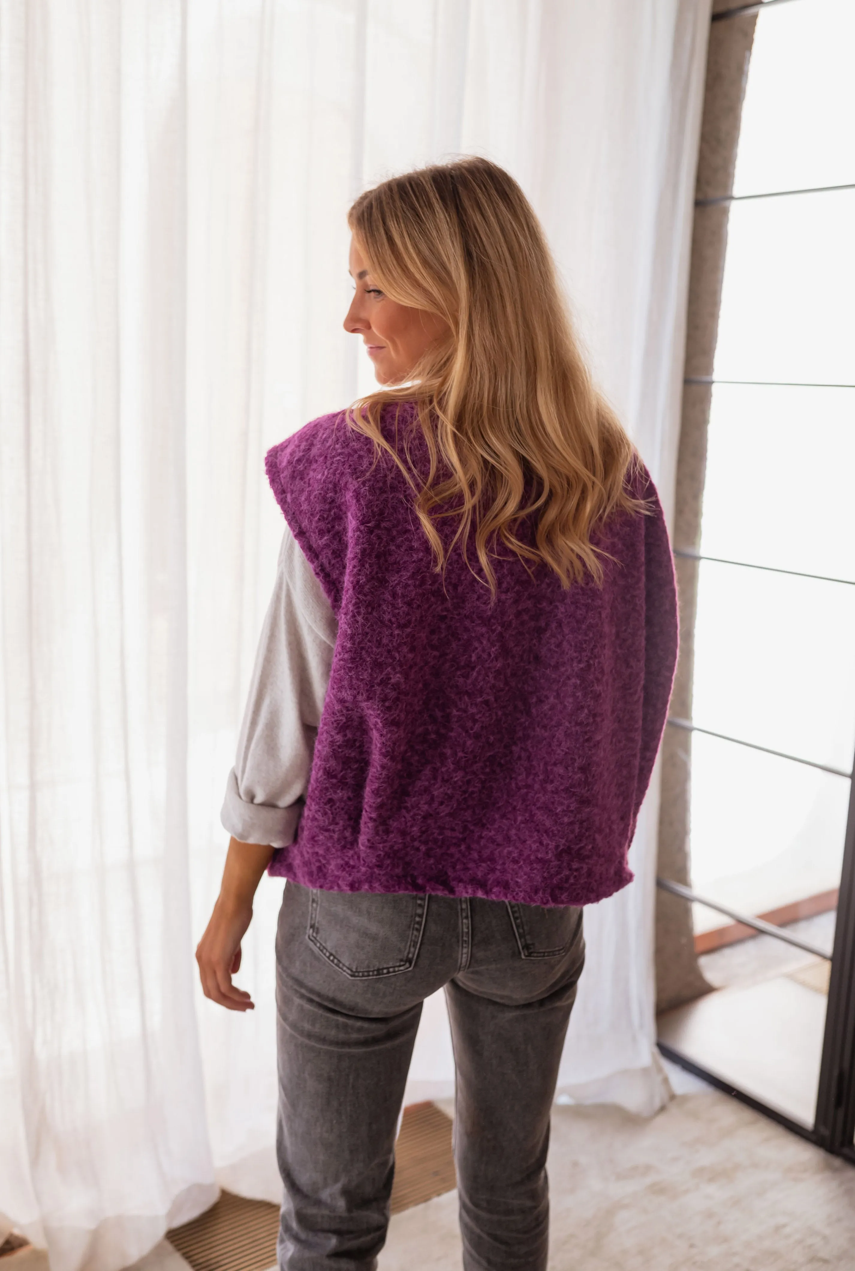 Purple Lander Sleeveless Cardigan