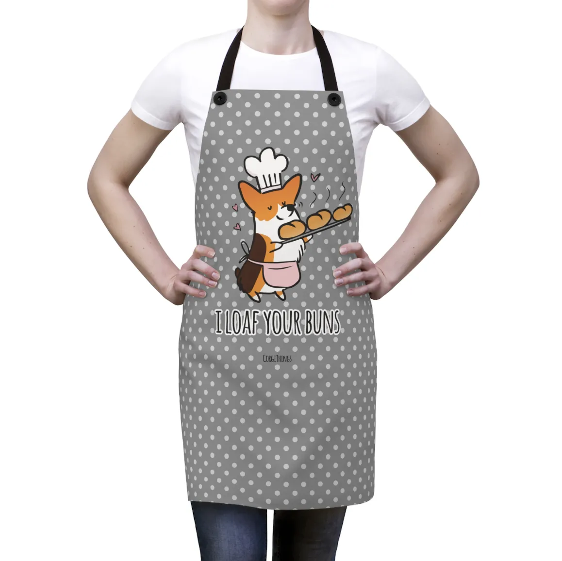 "I Loaf Your Buns" Corgi Apron | Customizable