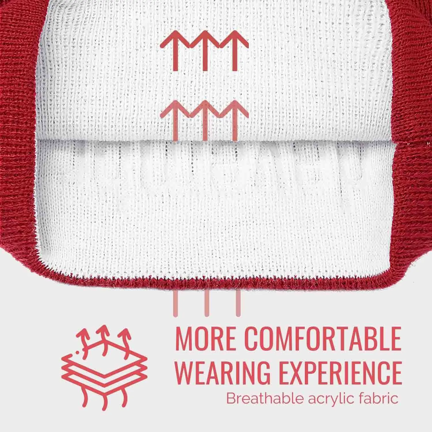 Reversible Beanie Hat (Red and White, Long Brim)