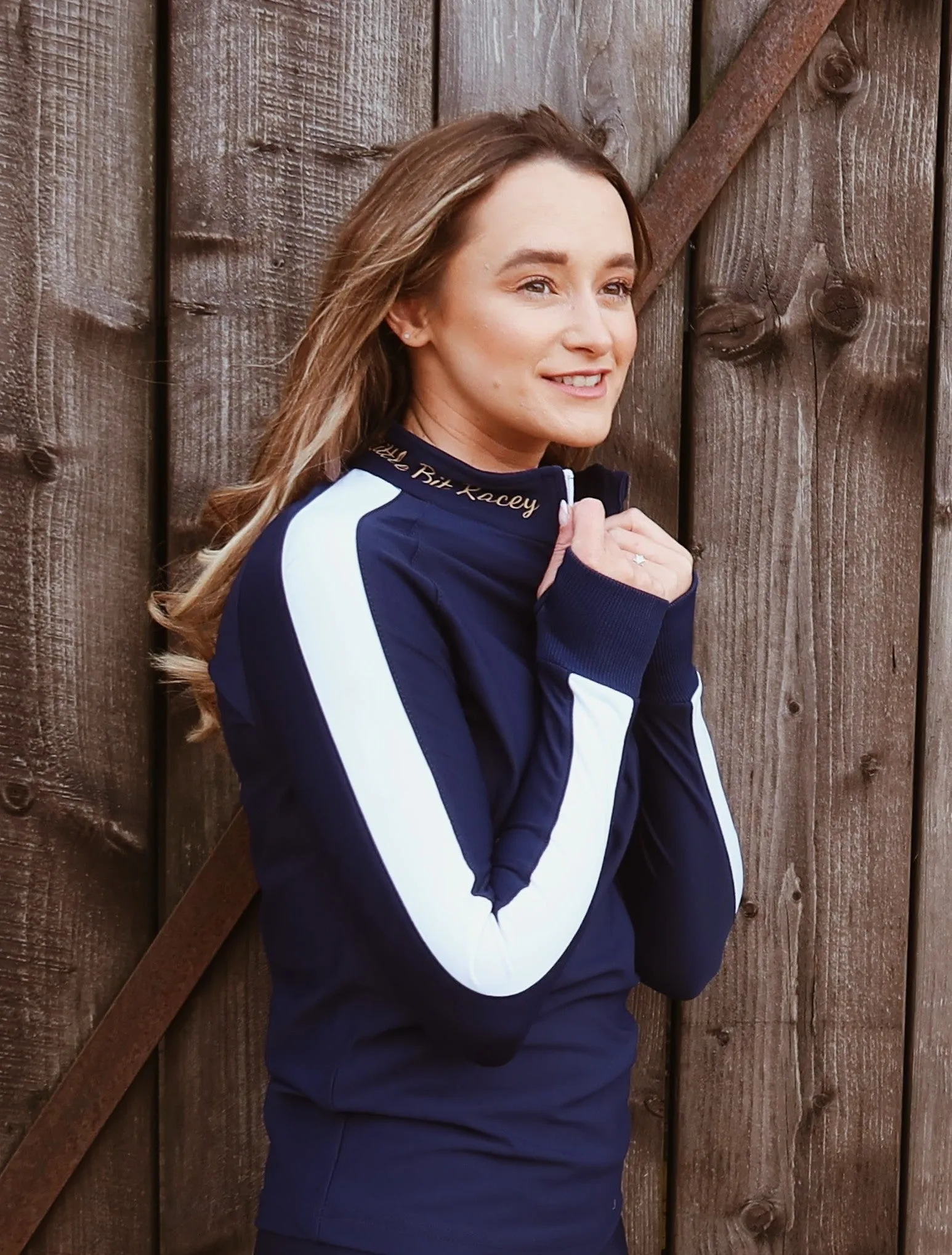 Reyal Top Navy/White Long Sleeved By A Little Bit Racey