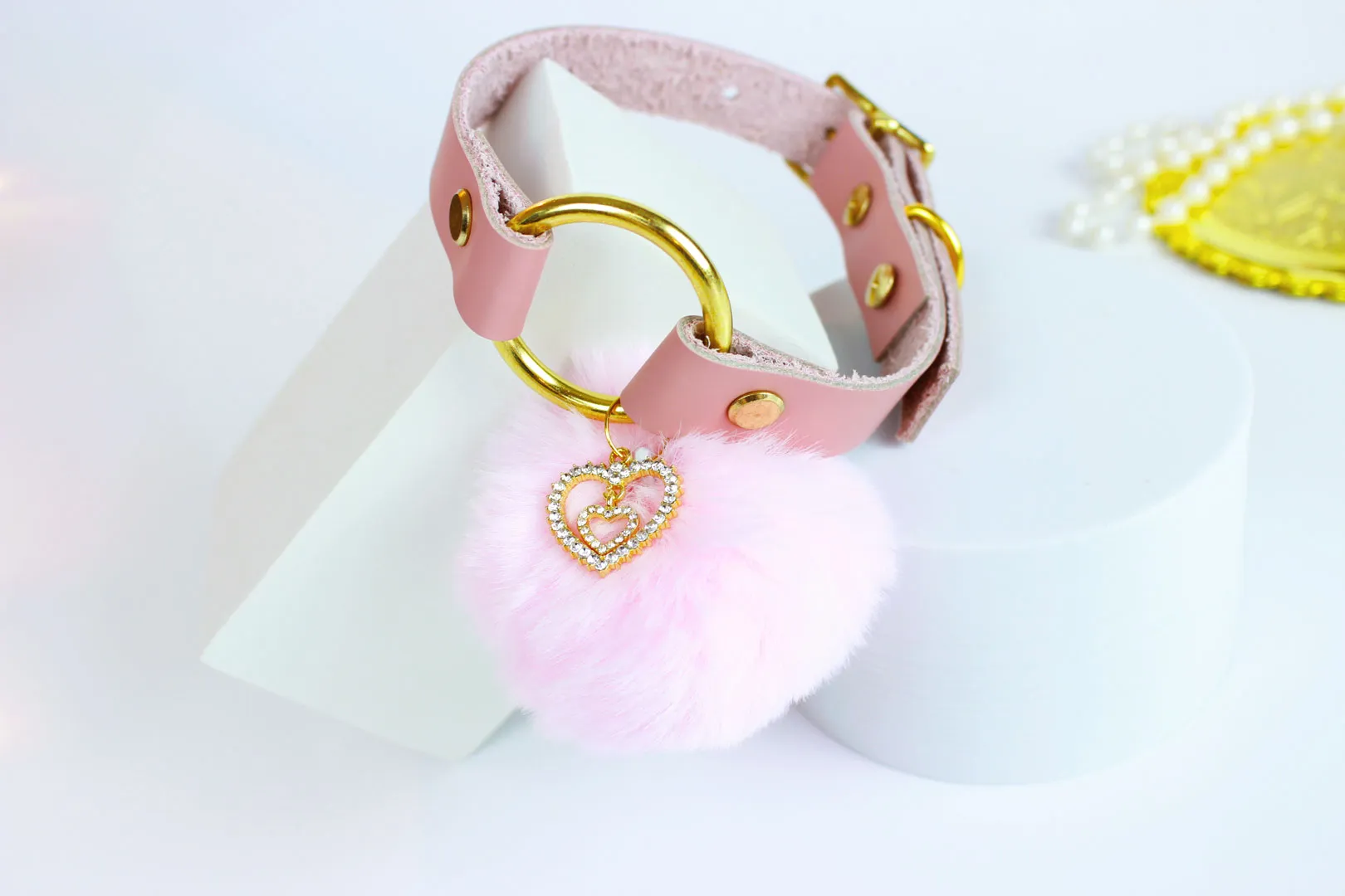 Rhinestone Pom Collar