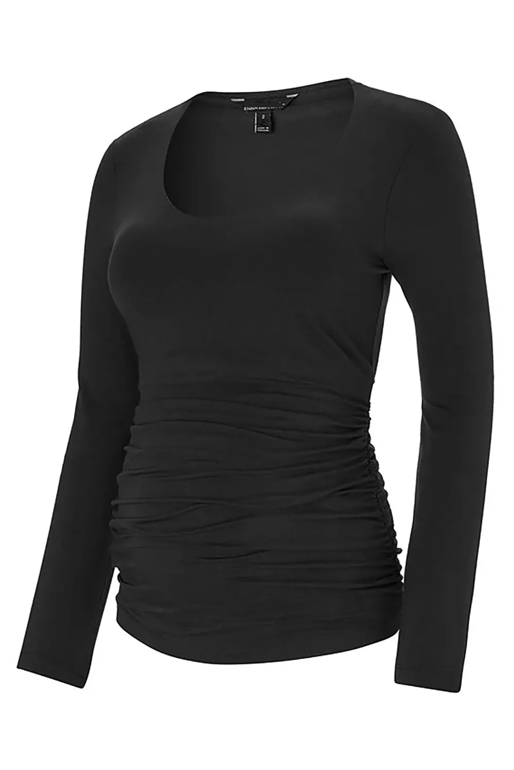 Ruched Scoop Maternity Top in Caviar Black