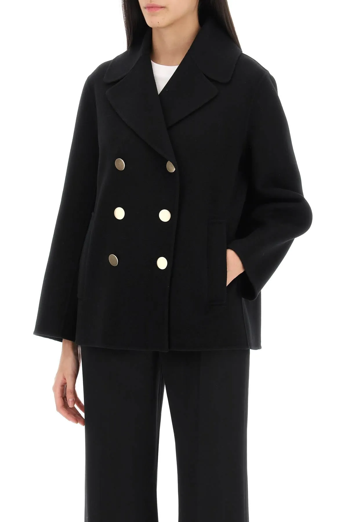 's Max Mara Margot Double-Breated Wool Peacoat (Size - 40)