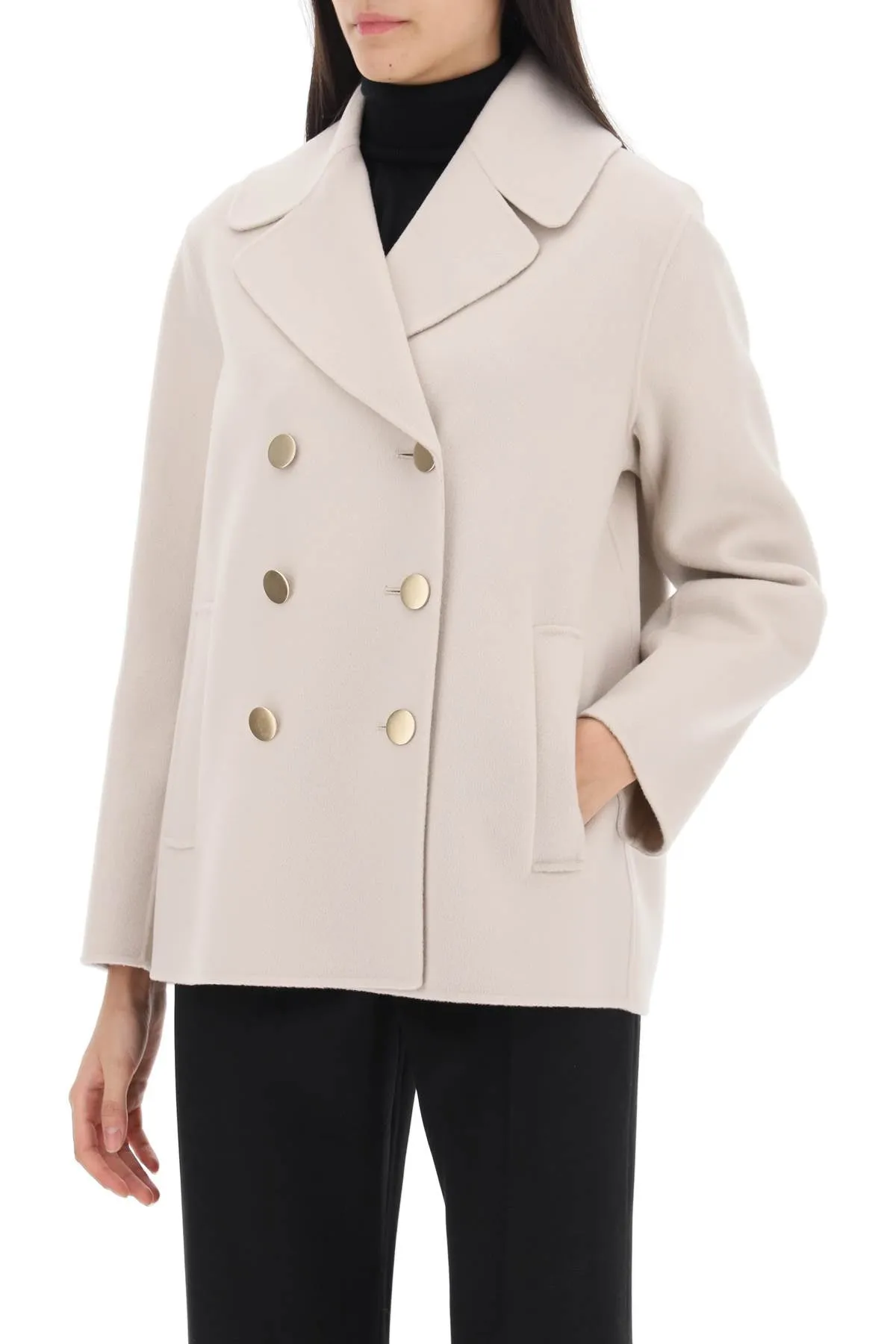 's Max Mara Margot Double-Breated Wool Peacoat (Size - 42)