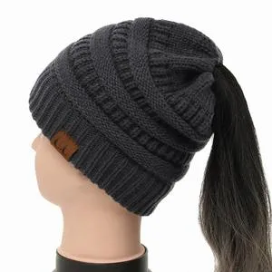 Soft Rib-Knit Beanie Stretchy Acrylic For High- Low-Pony or Ear Covers