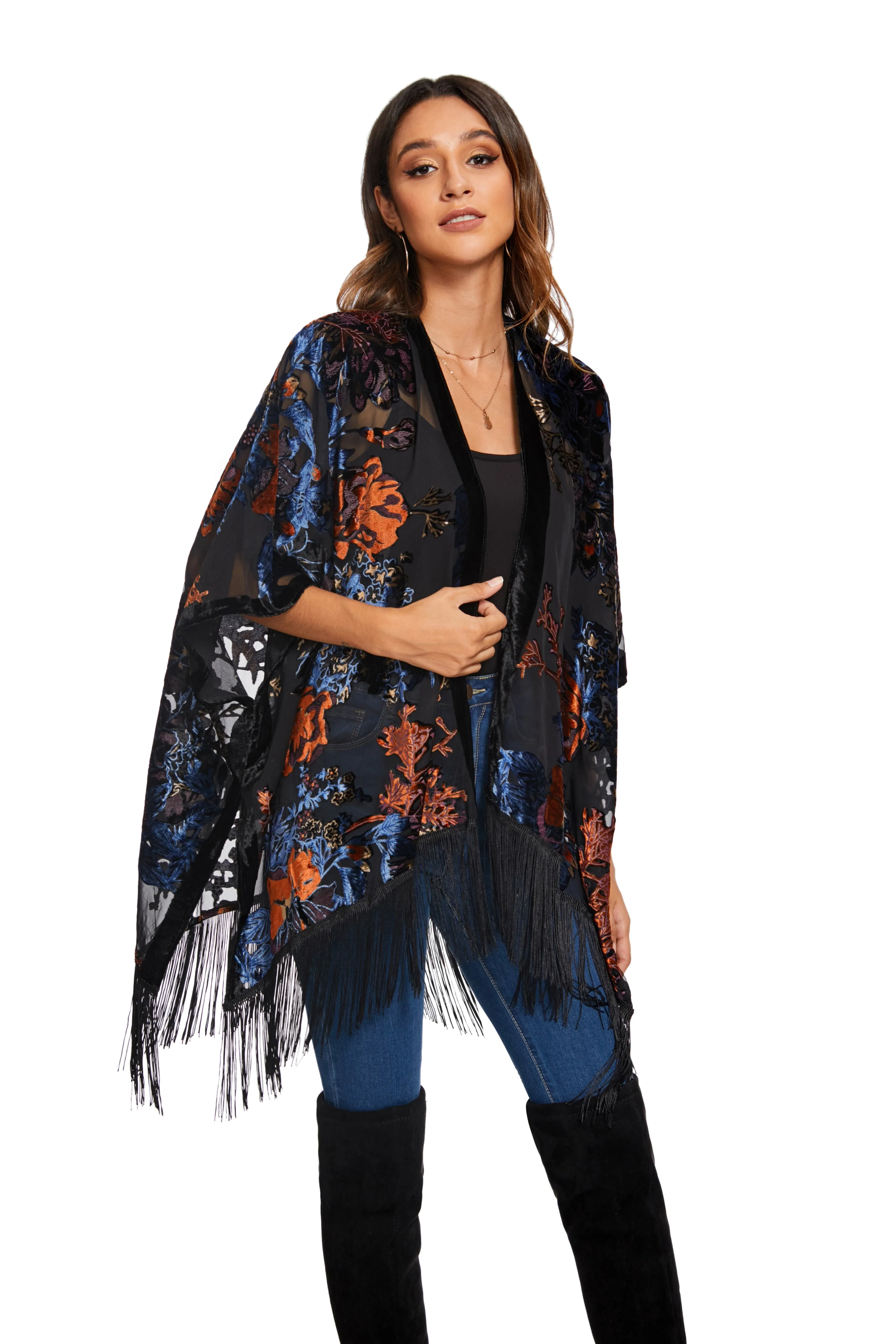 Stevie's Bohemian Long Tassel Velvet Kimonos