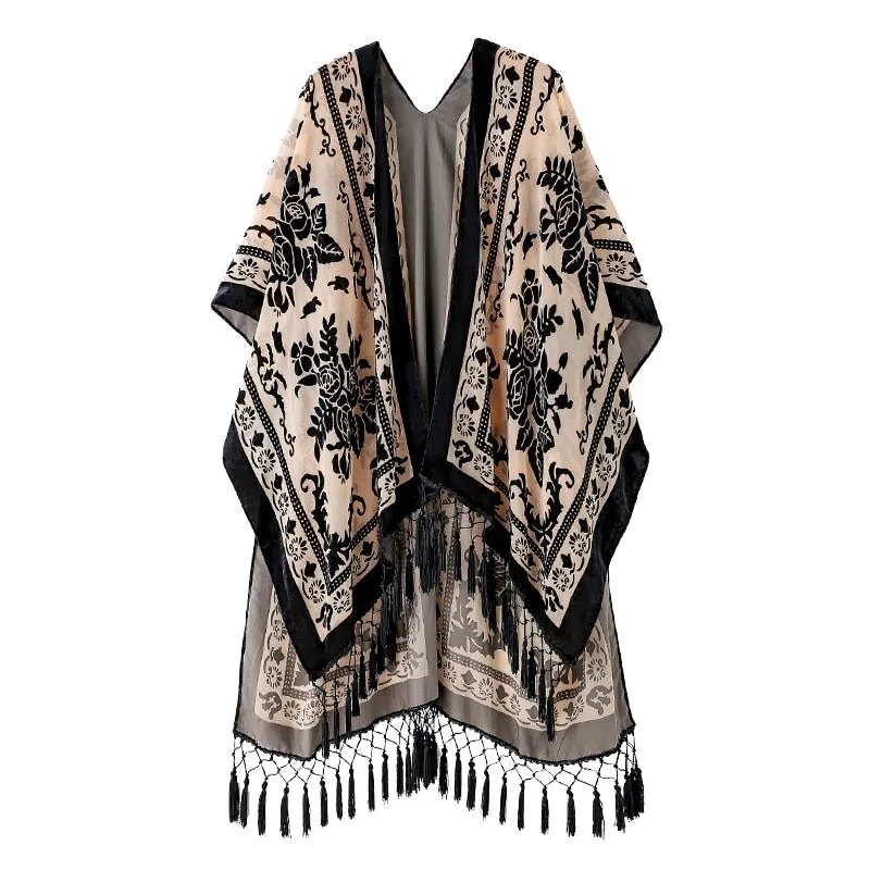 Stevie's Bohemian Long Tassel Velvet Kimonos