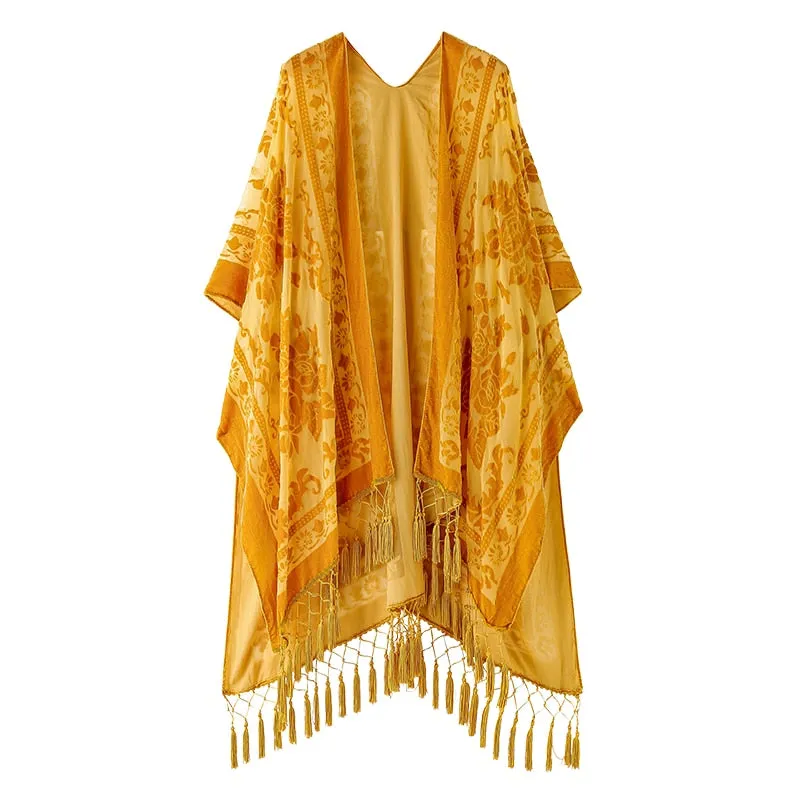 Stevie's Bohemian Long Tassel Velvet Kimonos