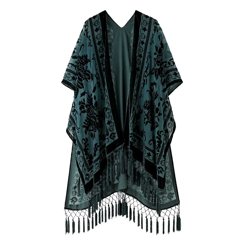 Stevie's Bohemian Long Tassel Velvet Kimonos