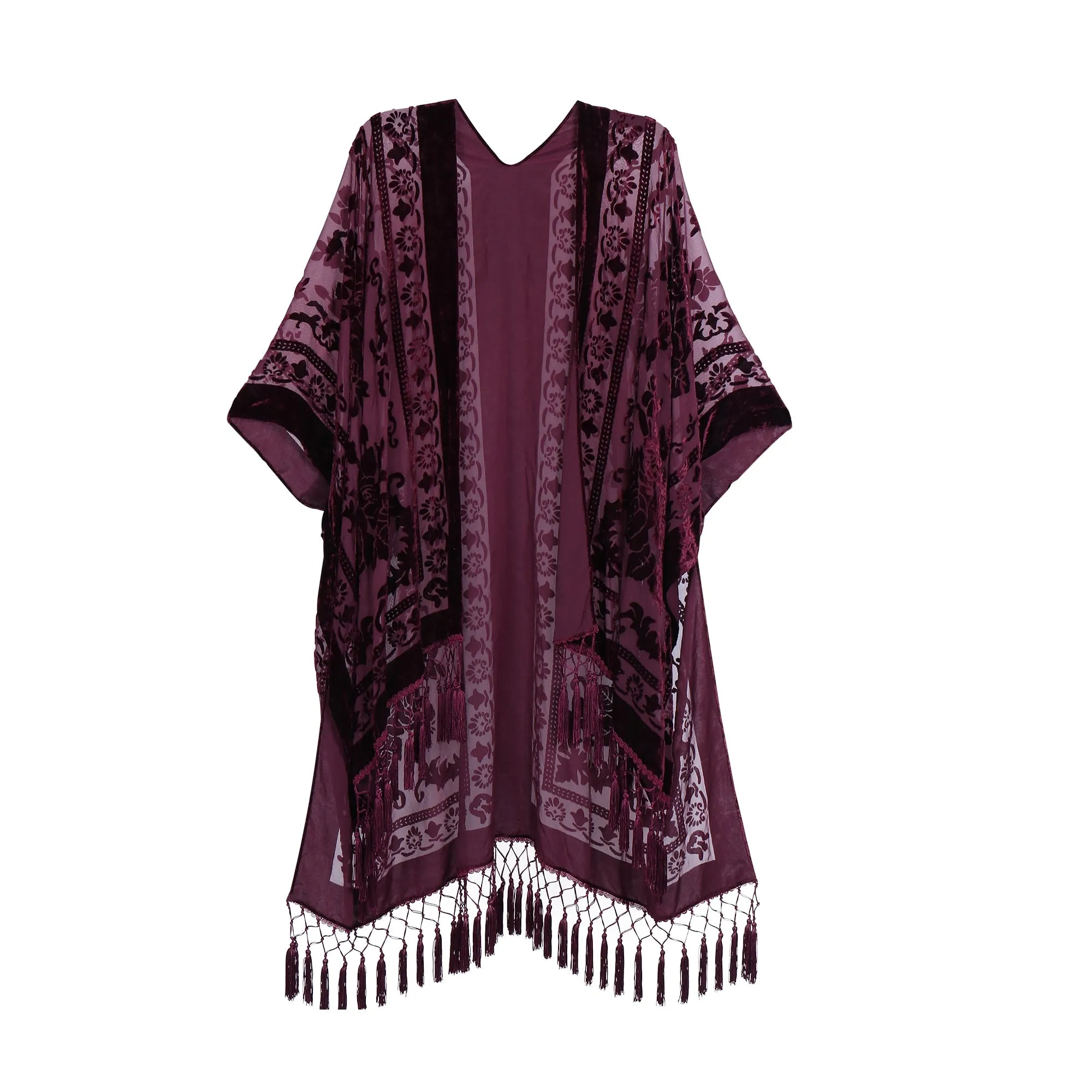 Stevie's Bohemian Long Tassel Velvet Kimonos