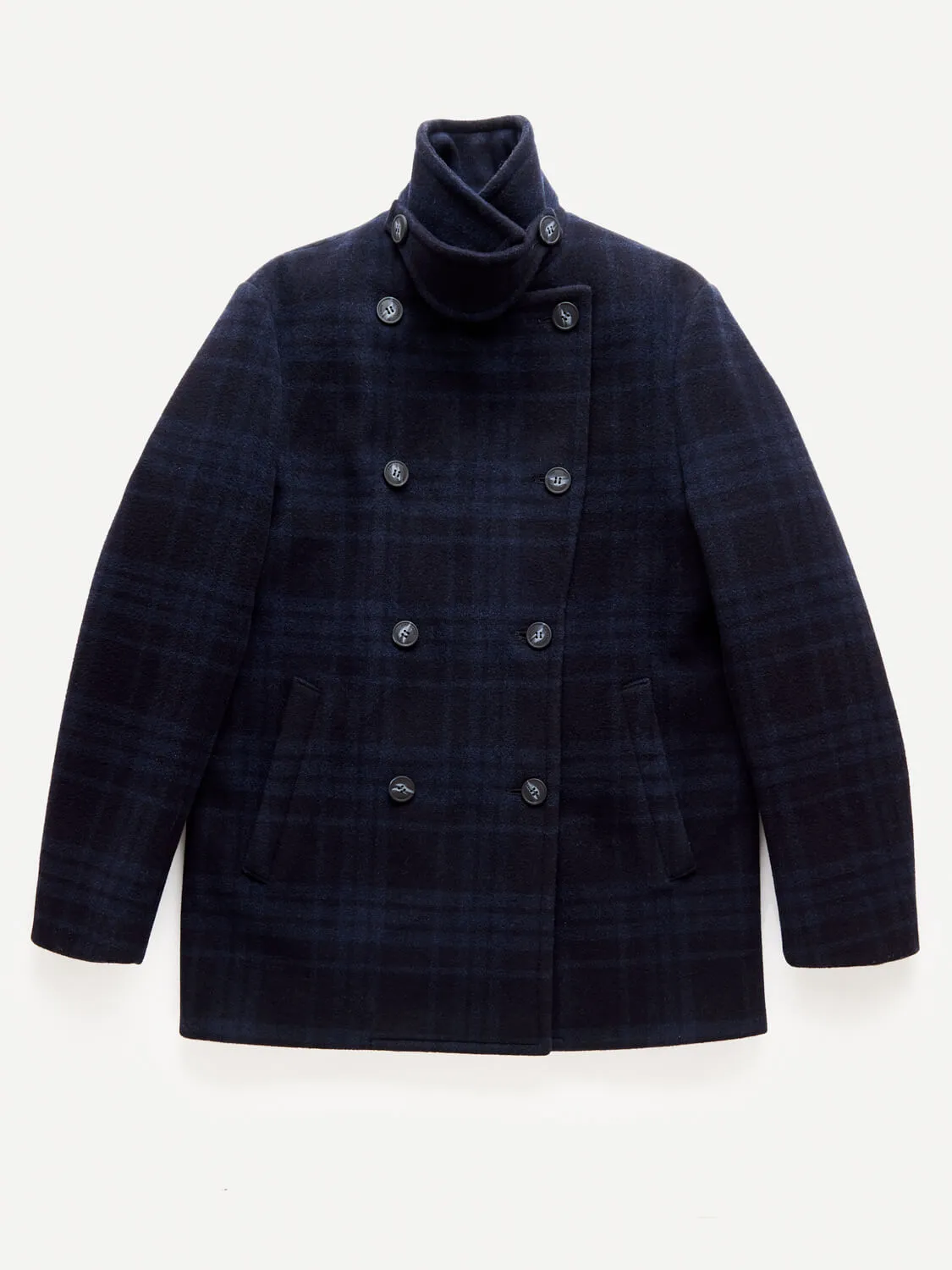 Stewart StormLux™ Plaid Wool Cashmere Peacoat