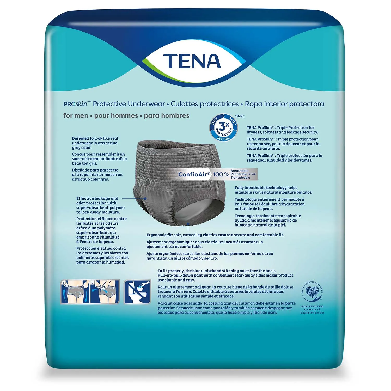 TENA ProSkin Protective Incontinence Underwear for Men 34"- 44", Moderate Absorbency, Small/Medium