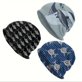 Unisex Caps - Stretchable Shark Print Skull