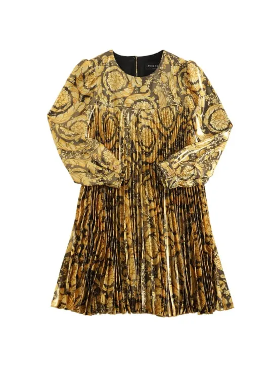 Versace   Baroque print pleated twill dress 