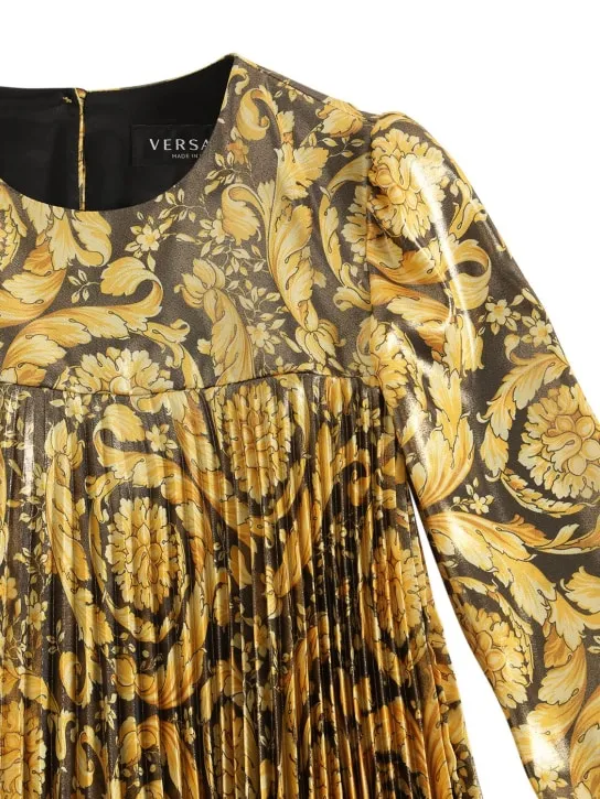 Versace   Baroque print pleated twill dress 