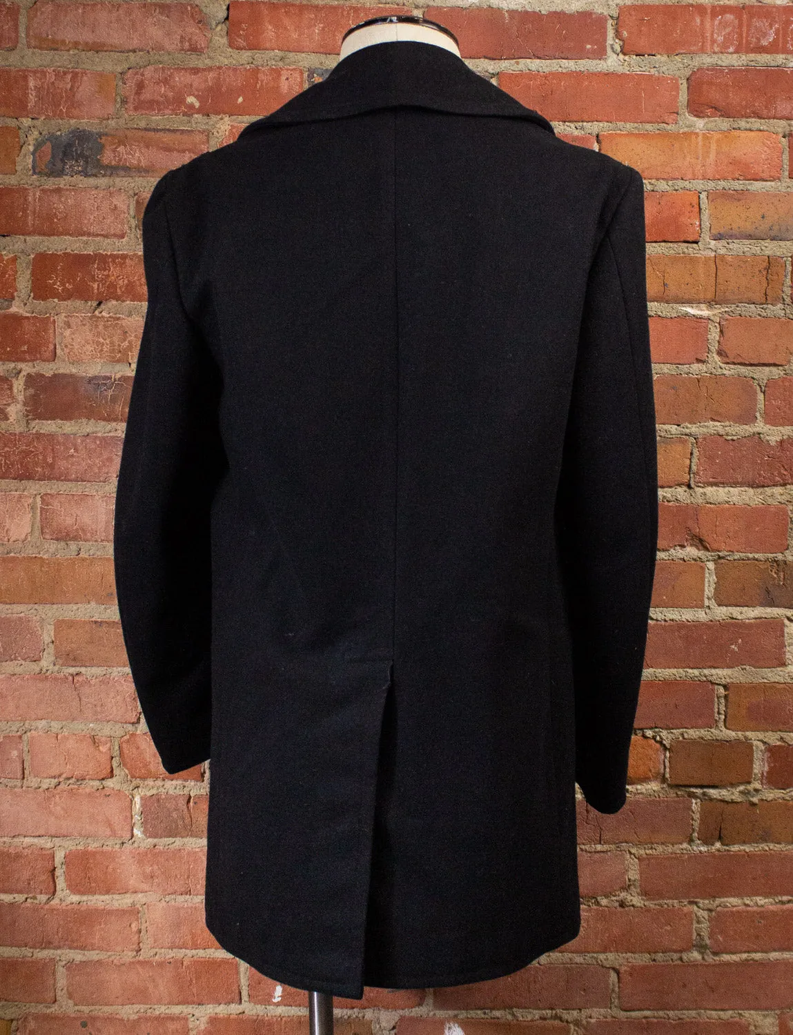 Vintage US Navy Wool Peacoat 70s Black Large