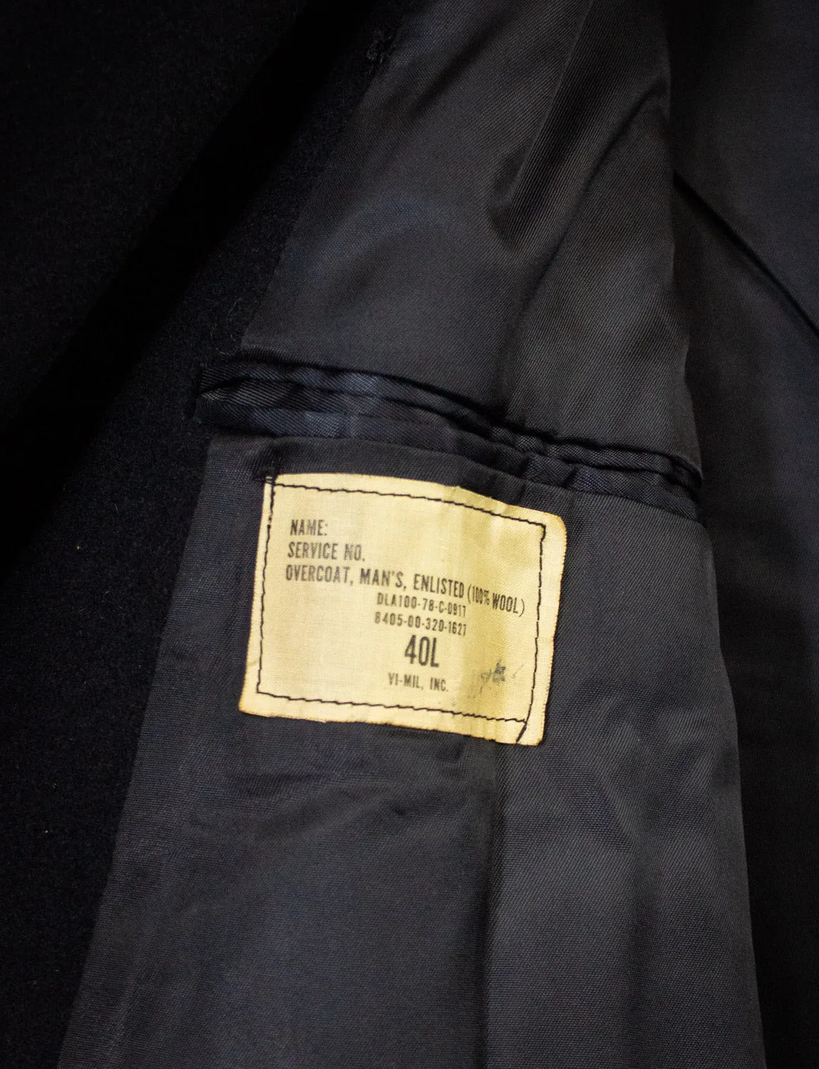 Vintage US Navy Wool Peacoat 70s Black Large