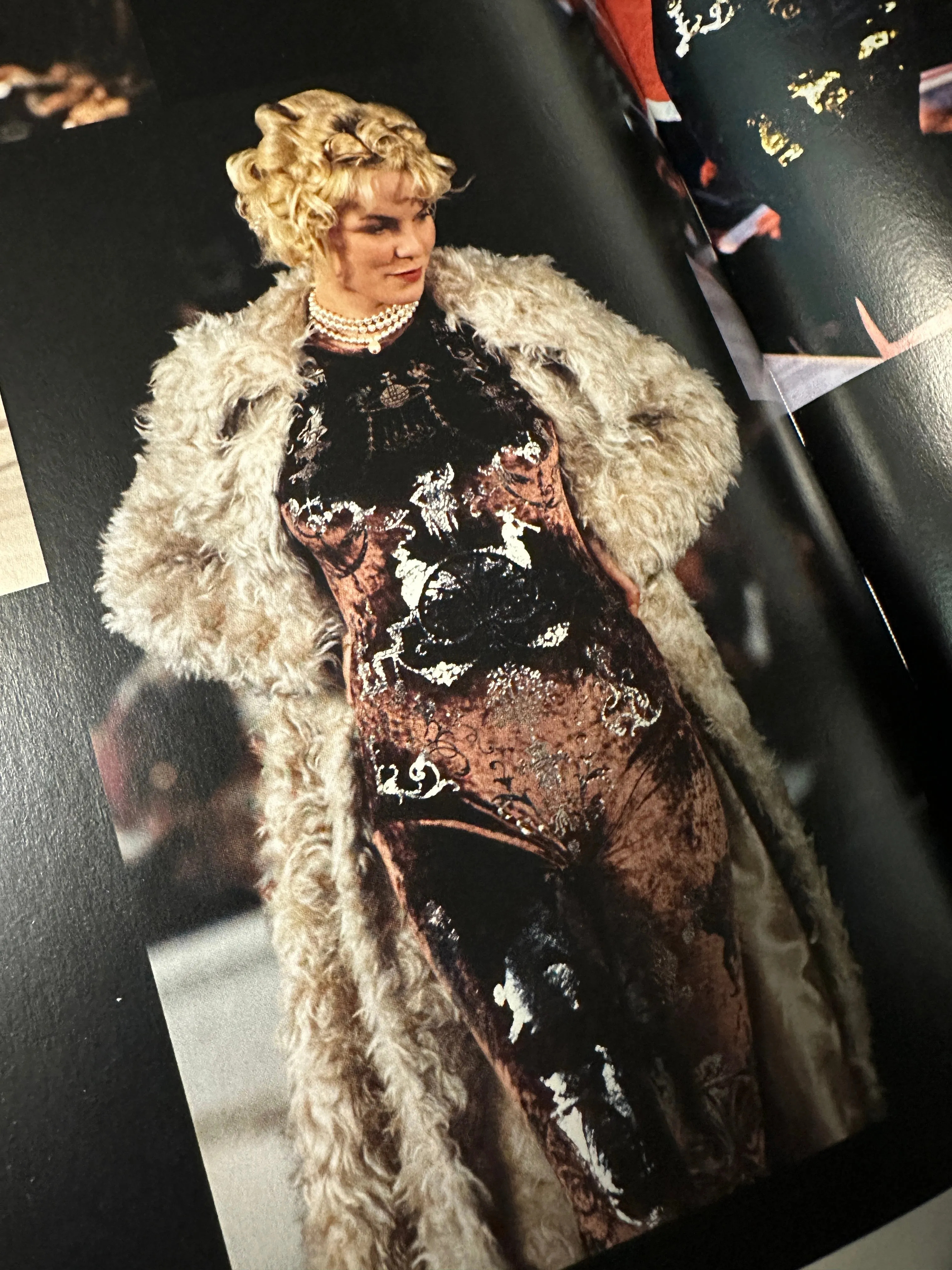 Vivienne Westwood Vintage RARE AW 1990 Portrait Collection Boulle Print Silver Foil Brown Crushed Velvet Catsuit