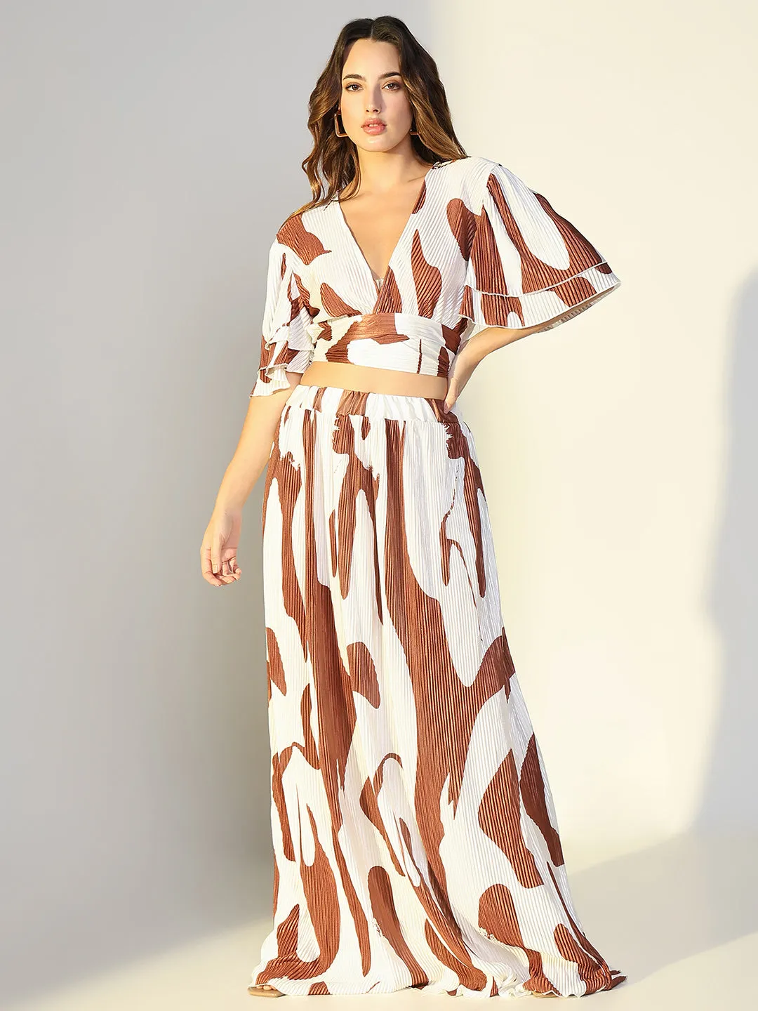 Women Brown Printed Co Ords Set