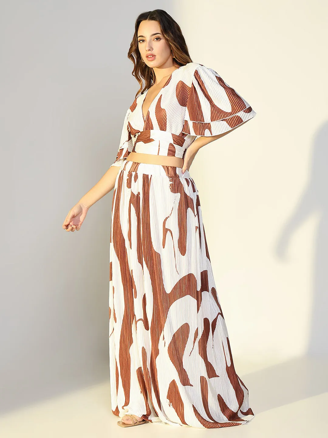 Women Brown Printed Co Ords Set