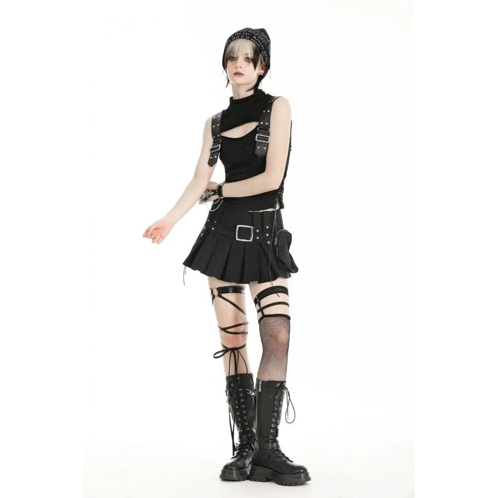 Women's Punk Big-pocket Pleated Skirt