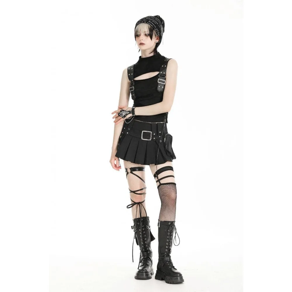 Women's Punk Big-pocket Pleated Skirt