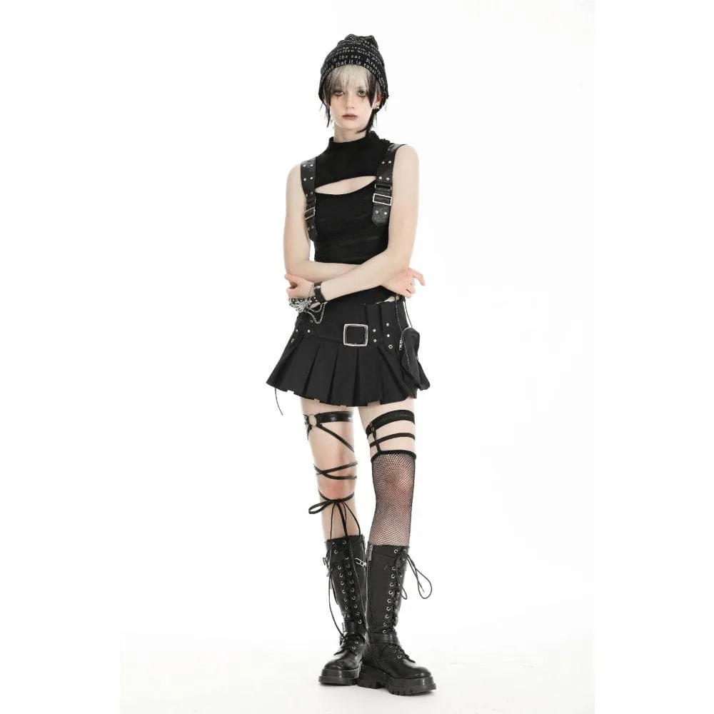 Women's Punk Big-pocket Pleated Skirt