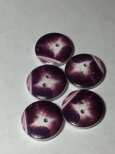 Wooden Galaxy Buttons ~ Medium ~ Set of 5 ~ Purple Supernova