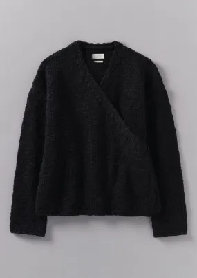 Wool Knitted Wrap Jacket | Black